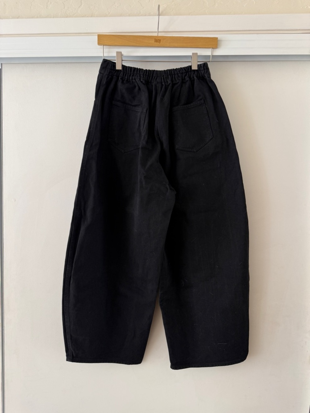 Monica Cordera Wide Leg Barrel Black Cotton Pants - Picture 3 of 6